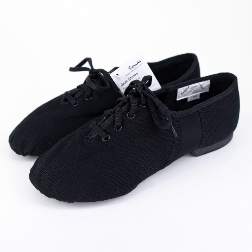 NWT Sansha Black Jazz Shoes Tivoli Canvas JS3 Leather Sole Size 7M - Picture 3 of 15